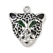Rack Plating Brass Pendants, Long-Lasting Plated, Lead Free & Cadmium Free, Leopard Charms, Platinum, 19x16.5x4mm, Hole: 1.4mm