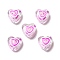 Handmade Lampwork Beads, Heart, Magenta, 12~12.5x12x6~6.5mm, Hole: 1mm