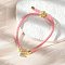 Adjustable Nylon Cord Bracelets, Brass Micro Pave Cubic Zirconia Letter Charms Jewelry for Women Men, Rack Plating, Long-Lasting Plated, Letter E, 1/8 inch(0.3cm), Inner Diameter: 2-5/8 inch(6.6cm)