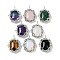 Natural & Synthetic Mixed Gemstone Pendants, Brass Flower Charms, Rack Plating, Long-Lasting Plated, Lead Free & Cadmium Free, Platinum, 36x26.5x11mm, Hole: 3x4.5mm