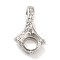 Brass Crystal Rhinestone Pendant Cabochon Settings, Open Back Settings, Rhombus, Silver, Tray: 5mm, 15x9.5x4.5mm, Hole: 4.5x2.5mm