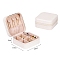 PU Leather Jewelry Zipper Boxes, with Velvet Inside, for Rings, Necklaces, Earrings, Rings Storage, Square, Floral White, 100x100x50mm