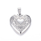 Non-Tarnish 316 Stainless Steel Locket Pendants, Heart, Stainless Steel Color, 29x29x7mm, Hole: 9x5mm, Inner: 21x17mm
