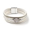Vintage Leather Bracelet with European and American White Crystal Inlaid Diamonds - Magnetic Buckle., 0.1cm