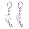Beautiful Design Silver Color Plated Brass Leaf Dangle Earrings, 44x14mm