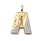 Brass Micro Pave Cubic Zirconia Pendants, Cadmium Free & Nickel Free & Lead Free, Letter Charms, Real 18K Gold Plated, Letter A, 26.5x18x4mm, Hole: 5x2.5mm