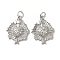 Rack Plating Brass Micro Pave Cubic Zirconia Pendant, Lead Free & Cadmium Free, Platinum, 23x18x4.3mm