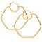Hexagon Brass Hoop Earrings, Golden, 55mm