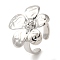 Flower Rack Plating Brass Cuff Rings for Women, Cadmium Free & Lead Free, Long-Lasting Plated, Platinum, Flower: 27x28mm, Adjustable