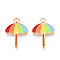 Beach Theme Alloy Enamel Pendants, Light Gold, Umbrella, 21.5x15x1mm, Hole: 1.6mm