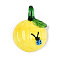 Handmade Lampwork Pendants, Pumpkin with Ladybug, Yellow, 40~42x29~30x12~14mm, Hole: 6~7x5~6mm