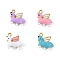 304 Stainless Steel Enamel Pendants, Vacuum Plating, Real 18K Gold Plated, Unicorn, Mixed Color, 17.5x18x10mm, Hole: 1.8mm