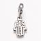 Tarnish Resistant 304 Stainless Steel European Dangle Charms, Large Hole Pendants, Hamsa Hand/Hand of Fatima/Hand of Miriam, Stainless Steel Color, 28mm, Hole: 5mm, Pendant: 18x12x2mm