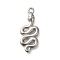 Anti-Tarnish 304 Stainless Steel Pendants, Snake Charm, Stainless Steel Color, 29x13.5x2.8mm, Hole: 2mm