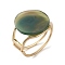 Rack Plating Brass with Natural Agate, Dyed, Bangles for Women, Dark Olive Green, Inner Diameter: 60x51mm