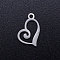 Tarnish Resistant 201 Stainless Steel Open Heart Charms, Hollow, Stainless Steel Color, 13x10x1mm, Hole: 1.4mm