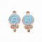 Alloy Pendants, Cadmium Free & Lead Free, with Enamel and Rhinestone, Lollipop, Light Gold, Crystal, Light Sky Blue, 18x9.5x3mm, Hole: 1.5mm