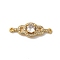 Rack Plating Brass Micro Pave Clear Cubic Zirconia Connector Charms, Flat Round, Long-Lasting Plated, Lead Free & Cadmium Free, Real 18K Gold Plated, 9x25.5x9mm, Hole: 1.2mm