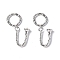 Brass S Hook Clasps, Textured, U Shaped, for Half Drilled Beads, Cadmium Free & Nickel Free & Lead Free, Platinum, Ring: 16x15x2.5mm, U Bar: 19x14x2mm, Pin: 0.8mm