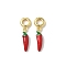 Brass FireBrick Enamel Hot Pepper European Dangle Charms, Large Hole Pendants, Rack Plating, Long-Lasting Plated, Lead Free & Cadmium Free, Golden, 23mm, Hole: 4mm