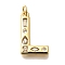 Brass Micro Pave Clear Cubic Zirconia Pendants, with Jump Ring, Lead Free and Cadmium Free, Long-Lasting Plated, Rack Plating, Letter Charms, Real 18K Gold Plated, Letter L, 20x12x2.7mm, jump ring: 5x1mm, 3mm inner diameter.