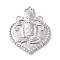 Eco-Friendly Rack Plating Brass Pendants, Long-Lasting Plated, Lead Free & Cadmium Free, Heart with Buddha Charm, Platinum, 21x17x2.5mm, Hole: 1mm
