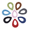 Waxed Polyester Cord Woven Pendants, with Iron Findings, teardrop, Mixed Color, 44~45x30~31x3mm