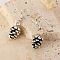 Fashionable Alloy Dangle Earrings, Pine Cone, Silver, 32mm