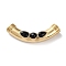 304 Stainless Steel Tube Beads, with Synthetic Turquoise, Curved Tube, Black, 14.5x39.5x7.5mm, Hole: 3.2mm