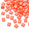 2-Hole Baking Painted Glass Seed Beads, Rectangle, Tomato, 5x4.5~5.5x2~2.5mm, Hole: 0.5~0.8mm, about 1180pcs/bag