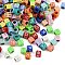 Opaque Acrylic Beads, Cube with Letter, Mixed Color, 5.5x6.5x5.5mm, Hole: 3.5mm, about 3000pcs/500g