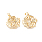 Brass Micro Pave Clear Cubic Zirconia Pendants, Long-Lasting Plated, Sun and Moon, Real 18K Gold Plated, 21.5x19x3.5mm, Hole: 4mm