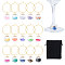 30Pcs 15 Colors Glass Ball with Star Glitter Sequins inside Wine Glass Charms, with Brass Rings, Mixed Color, 47mm, 2pcs/color