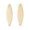 Brass Charms, Long-Lasting Plated, Nickel Free, Horse Eye, Real 18K Gold Plated, 12.5x5.5x0.5mm, Hole: 1mm