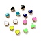 Brass Enamel Beads, Long-Lasting Plated, with Jump Ring, Real 18K Gold Plated, Heart, Mixed Color, 9.5x10x5mm, Hole: 1.6mm