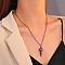 Gothic Style Alloy Pendant Necklaces for Men, Gunmetal, Raven Skull, 18.90 inch(48cm)