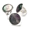 Natural Fluorite Round Adjustable Rings, Lead Free & Cadmium Free, Silver Plated Brass Finger Rings for Women Men, Round: 28mm, Inner Diameter: 18mm