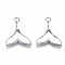 Natural Freshwater Shell Pendants, with Brass Findings, Nickel Free, Whale Tail Shape, Seashell Color, Real Platinum Plated, 17.5x15x2mm, Hole: 1.4mm