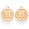 Golden Plated Alloy Enamel Charms, Cadmium Free & Lead Free, Enamelled Sequins, Flat Round with Letter, Wheat, Letter.H, 14x12x2mm, Hole: 1.5mm