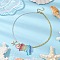 Natural Crackle Quartz Crystal Dyed & Electroplated Non-magnetic Synthetic Hematite Beaded Necklaces, Alloy & 304 Stainless Steel Starfish Shell Shape Pendant Necklaces, Golden, Colorful, 15.94 inch(40.5cm)