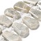 Natural Grey Moonstone Beads Strands, with Glass Beads, Faceted, Teardrop, Top Drilled, 26~30.5x16~22.5x6.5~8.5mm, Hole: 1.4mm, about 18pcs/strand, 15.28~15.94''(38.8~40.5cm)
