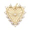 Brass Micro Pave Clear Cubic Zirconia Pendants, Long-Lasting Plated, with Jump Rings, Heart, Real 18K Gold Plated, 21x19x2.5mm, Hole: 3mm