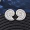 Brass Micro Pave Clear Cubic Zirconia Conch Stud Earrings, Shell Shape, Cadmium Free & Lead Free, Rack Plating, Long-Lasting Plated, Platinum, 24x20.5mm