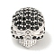 Brass Micro Pave Black Cubic Zirconia Beads, Cadmium Free & Nickel Free & Lead Free, Skull, Platinum, 10x11x10mm, Hole: 1.5mm