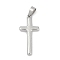 304 Stainless Steel Pendants, Anti-Tarnish, Cross Charm, Stainless Steel Color, 34.5x15.5x2.5mm, Hole:  6.5x4.5mm