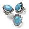 Synthetic Turquoise Adjustable Rings, Lead Free & Cadmium Free, Antique Silver Plated Brass Finger Rings for Women, Oval, 27mm, Inner Diameter: 17mm