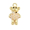 Brass Micro Pave Cubic Zirconia Pendants, with ABS Imitation Pearls, Bear Charms, Rack Plating, Long-Lasting Plated, Cadmium Free & Lead Free, Real 18K Gold Plated, 23x12x5mm, Hole: 2.8mm