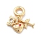 Brass Red Enamel European Dangle Charms, Large Hole Pendants with Clear Cubic Zirconia, Cadmium Free & Nickel Free & Lead Free, Real 18K Gold Plated, Airplane, 27mm, Hole: 4.5mm