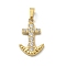 Ion Plating(IP) 304 Stainless Steel Micro Pave Cubic Zirconia Pendants, Anchor Charms, Golden, 17.5x11x2mm, Hole: 4X2.5mm