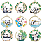 18Pcs 9 Style Light Gold Plated Alloy Enamel Pendants, Flat Round with Panda Charms, Colorful, 27~28x25~25.5x1.2~1.5mm, Hole: 1.8~2mm, 2pcs/style